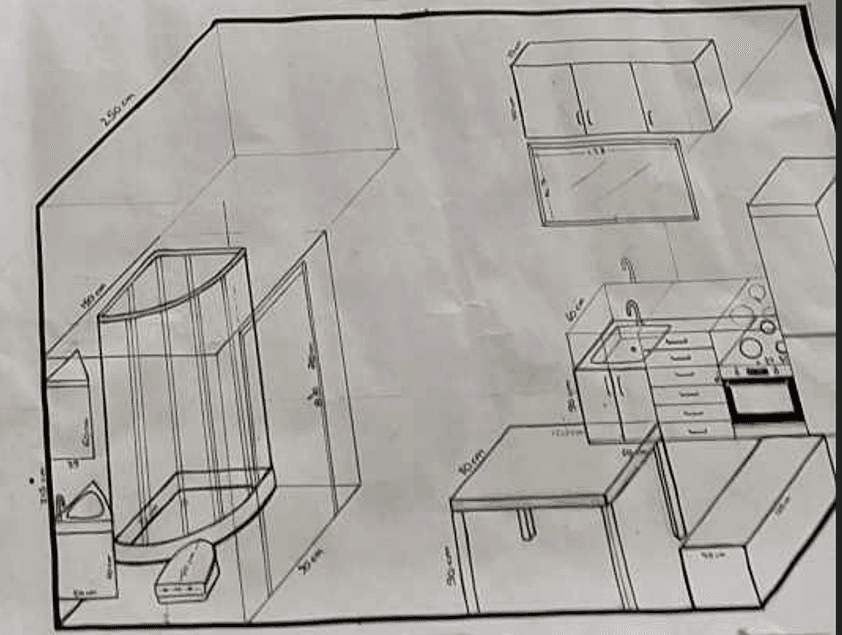 Interior arrangement sketch
