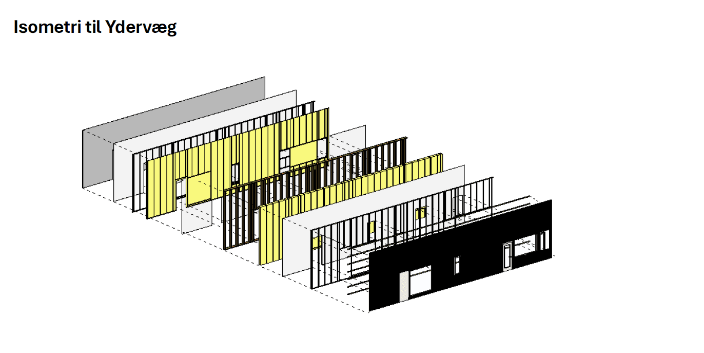 Exploded timber wall model