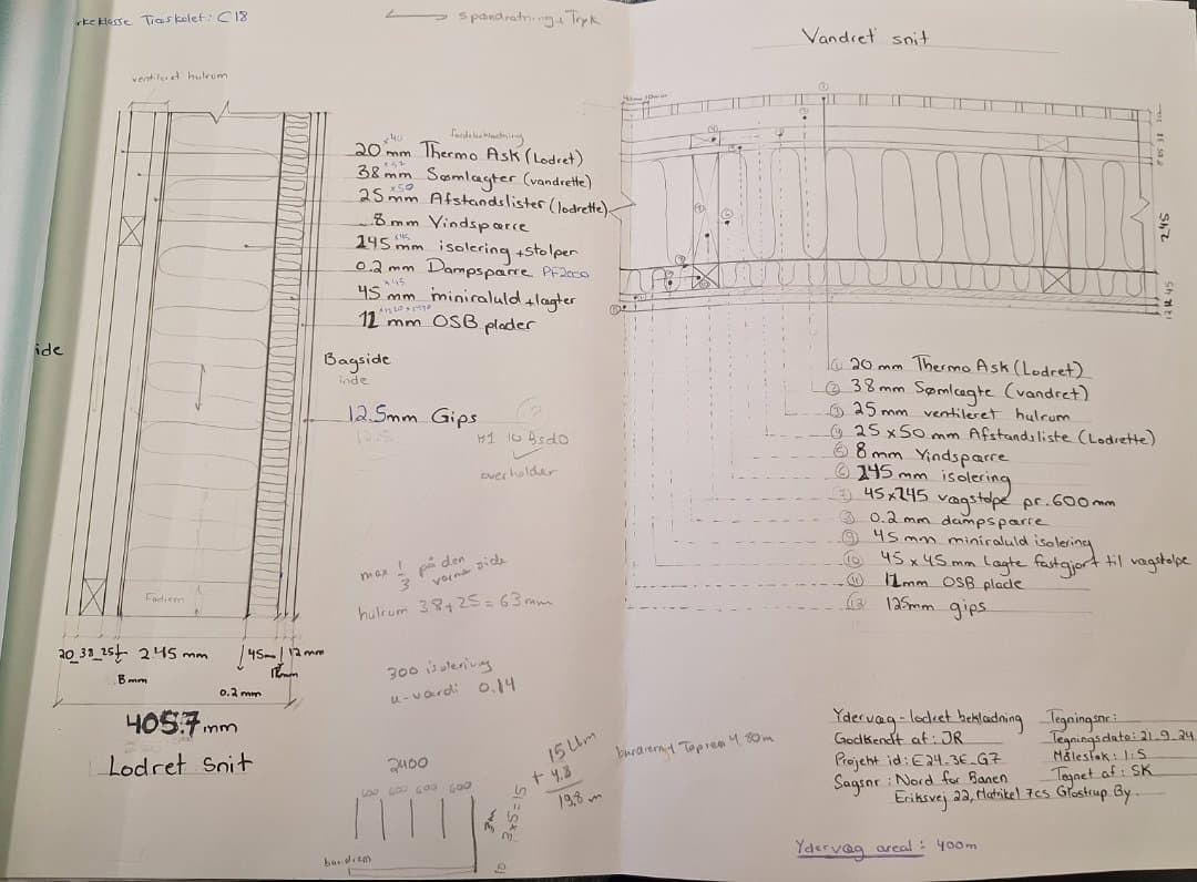 External wall - section and plan