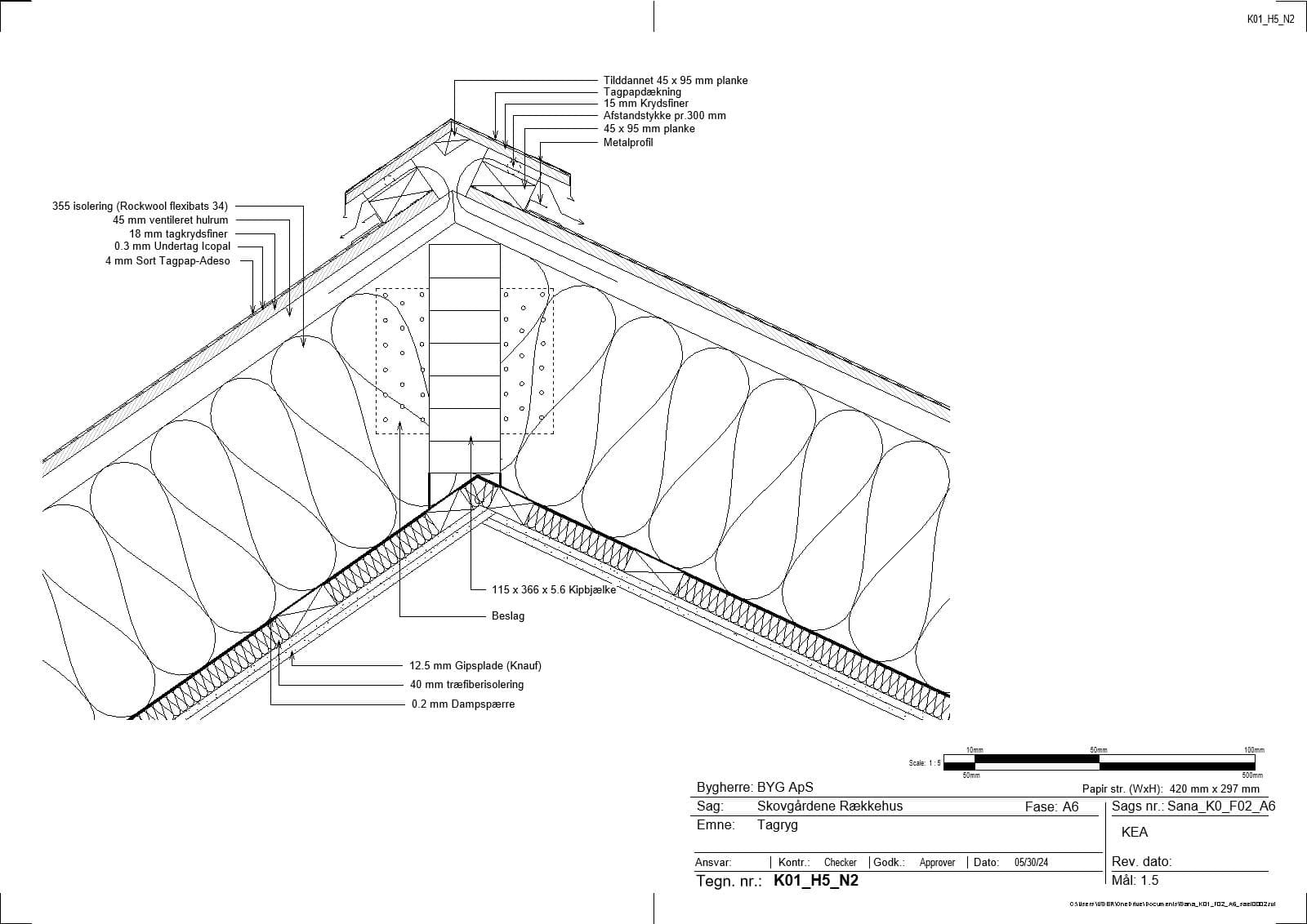Roof ridge detail - 1:5
