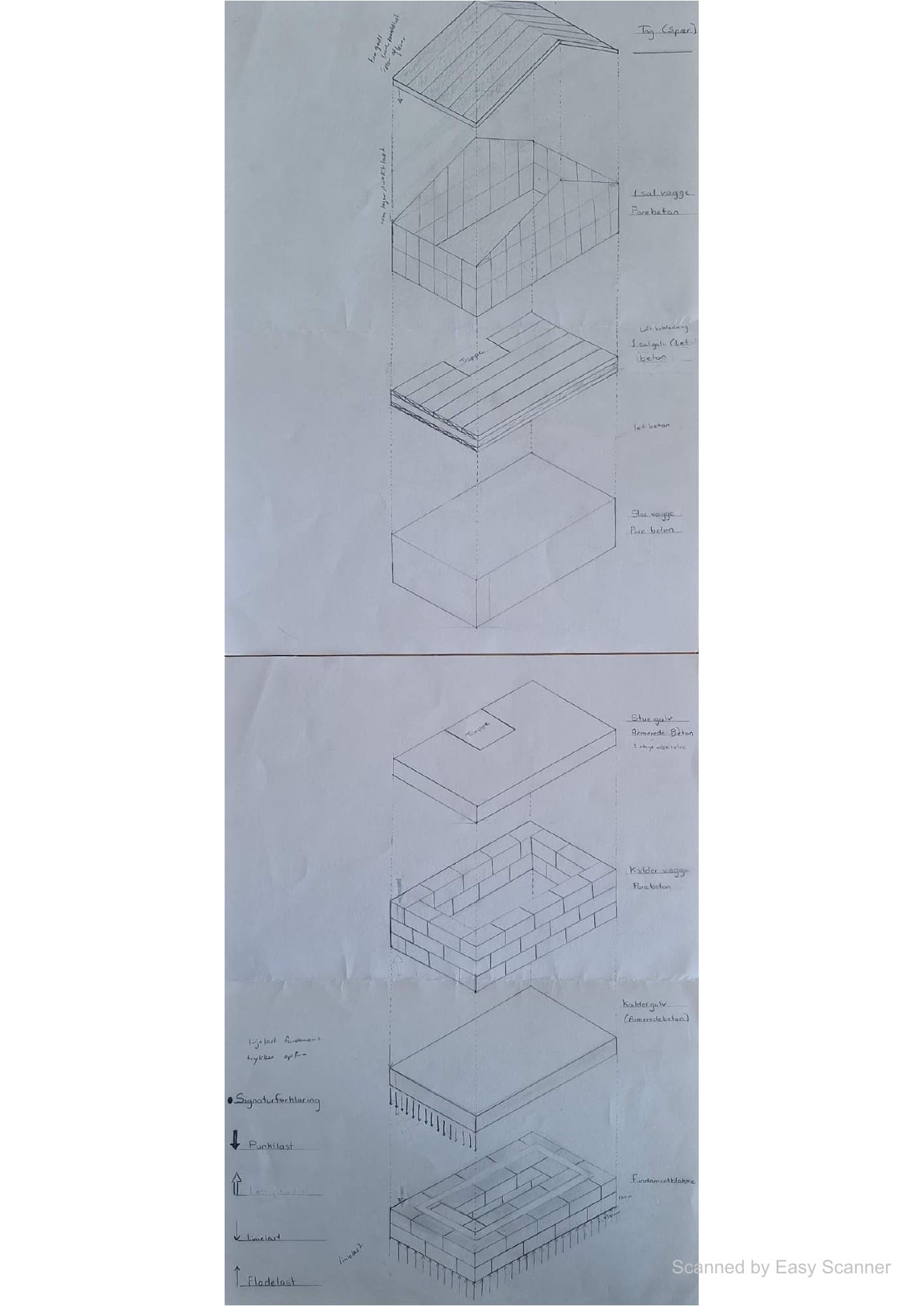 Exploded construction sketch
